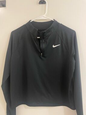 Nike Black Women's Quarter-Zip Performance Jacket with White Swoosh